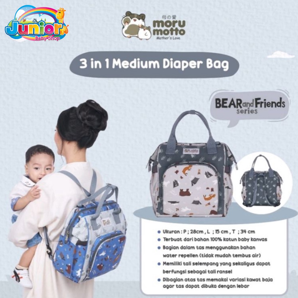 Morumotto Tas Sedang 3in1 Bear and Friends Series MMT7004