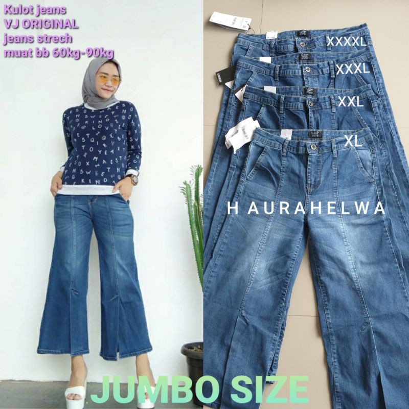 KULOT JEANS VJ ORIGINAL SIZE JUMBO muat sampai bb 90kg #belah depan