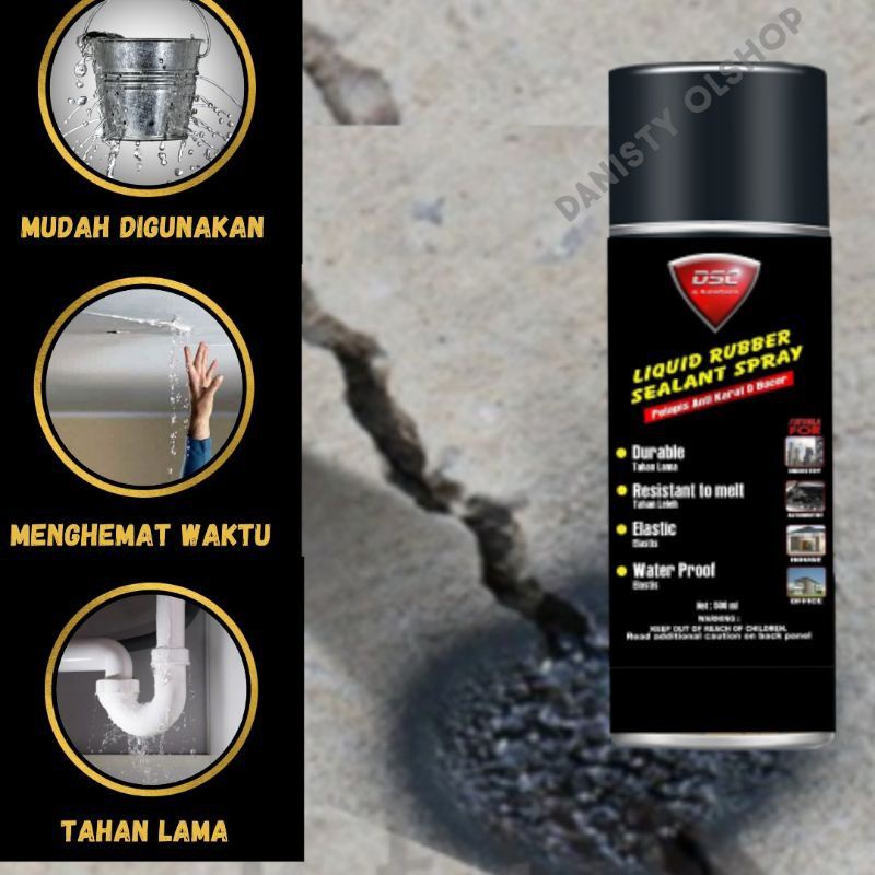 Waterproof Anti Bocor / DSC Liquid Rubber Sealant Spray 500ml /Penambal bocor dinding, genteng, pipa