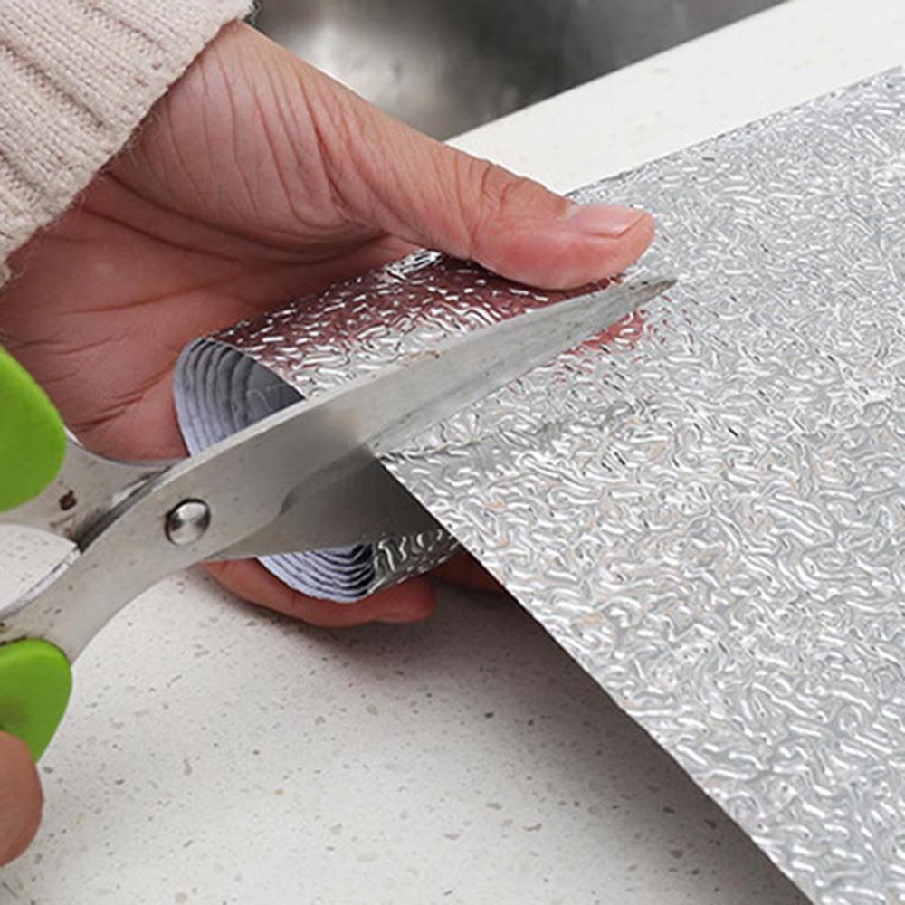 [Elegan] Wallpaper Tahan Air DIY Dinding Kompor Anti-fouling Croppable Suhu Tinggi Aluminium Foil