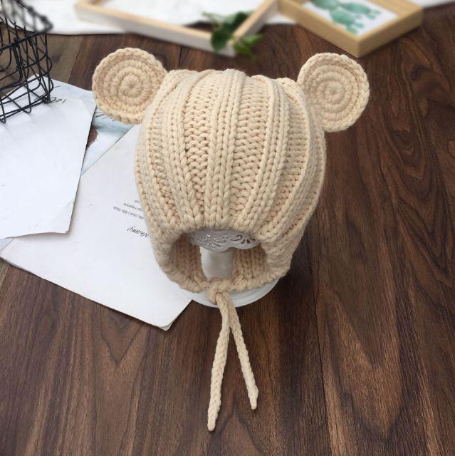 TP6-RAJUT MOUSE Topi Anak Bayi Unisex-Beige