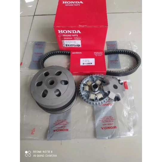 PAKETAN KOMPLIT CVT) 1 SET PAKET HEMAT HONDA KVY BEAT KARBU,SCOOPY KARBU,SPACY KARBU (ISI PAKET CVT HONDA KVY PULLY ASSY MANGKOK GANDA KAMPAS GANDA RUMAH ROLLER &amp; ROLLER VANBELT