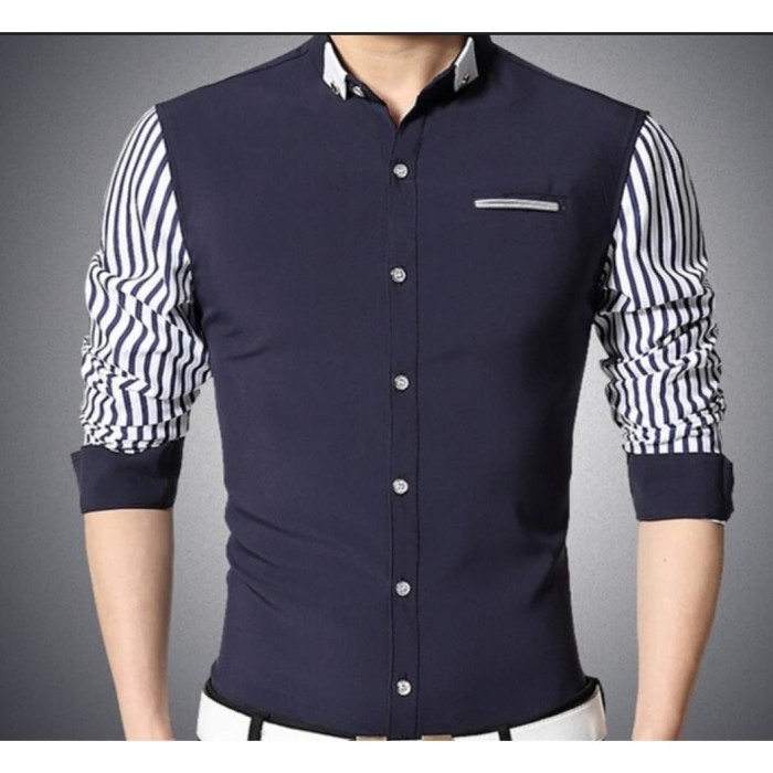 Kemeja Pria Putih Terkini Pakaian Polos Rayon Termurah X7V3 Trendy Lengan Kerah Import Cowok Katun C