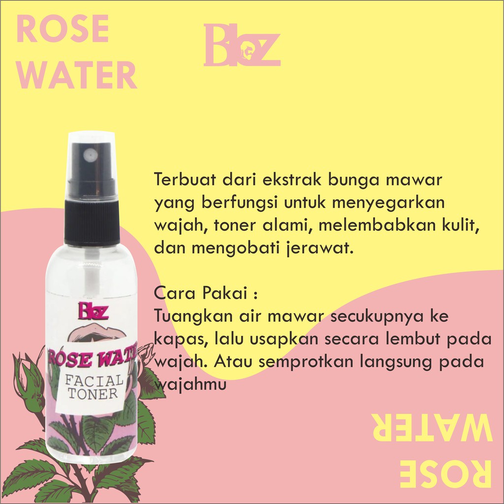 ROSE WATER/AIR MAWAR Bibz Face Mist Face Toner 60Ml