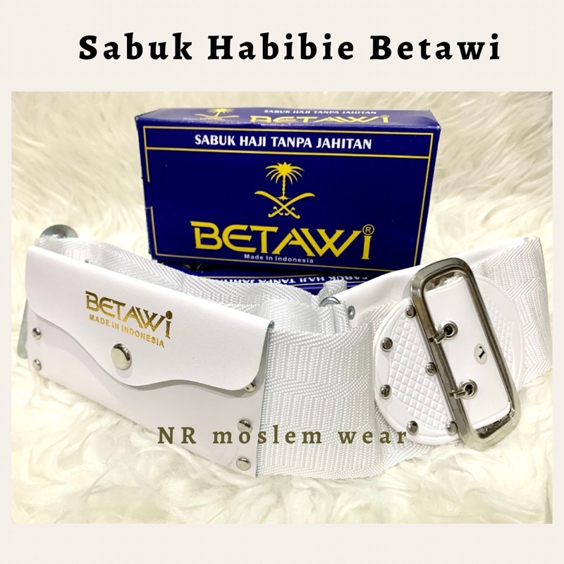 SABUK HABIBIE BETAWI WARNA PUTIH DAN HIJAU , SABUK PERLENGKAPAN HAJI DAN UMROH PRIA Kode Hbb 42