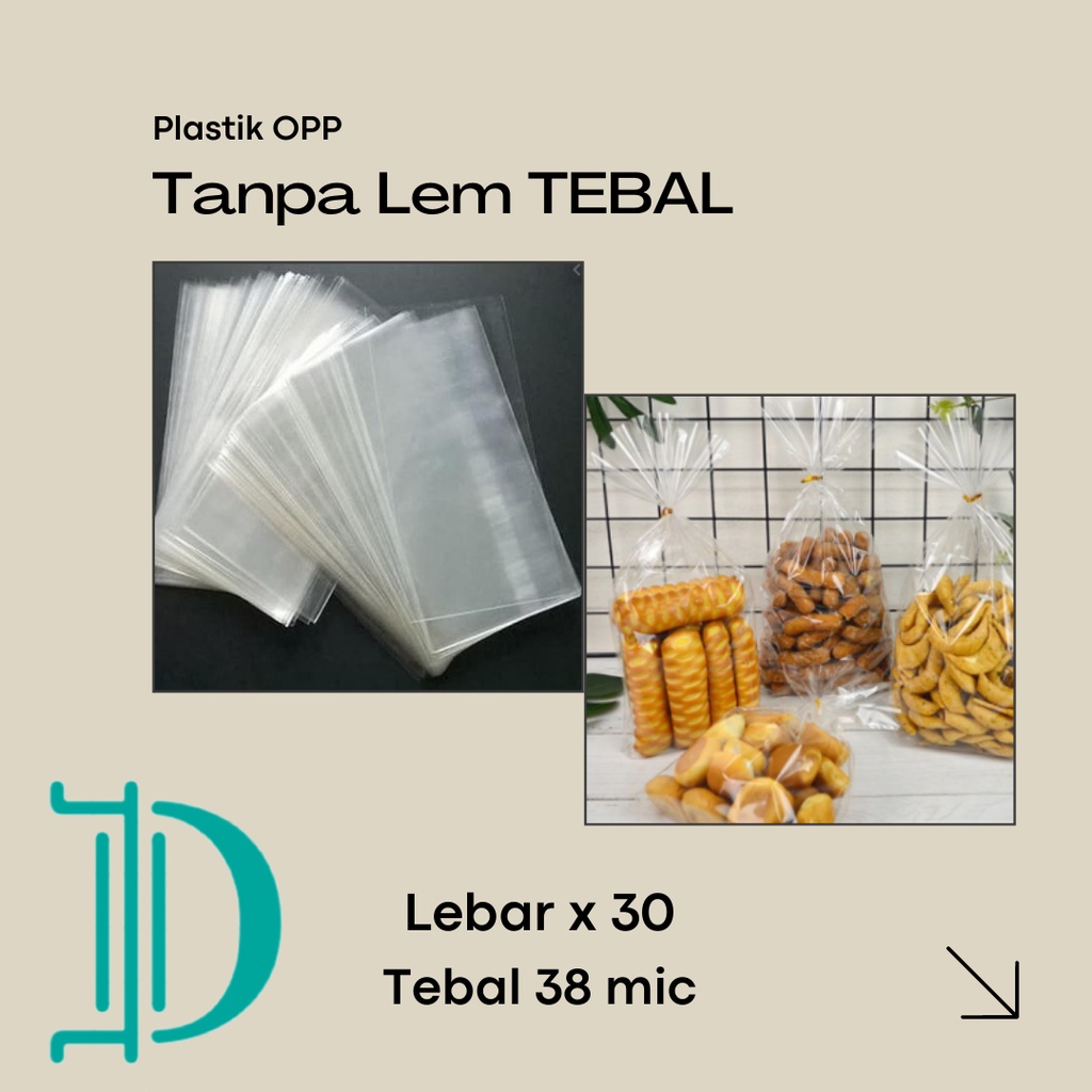 Plastik OPP TEBAL TANPA LEM 10X30 12,5X30 15X30 18X30 20X30 25X30 28X30 30X30 isi 100 pcs