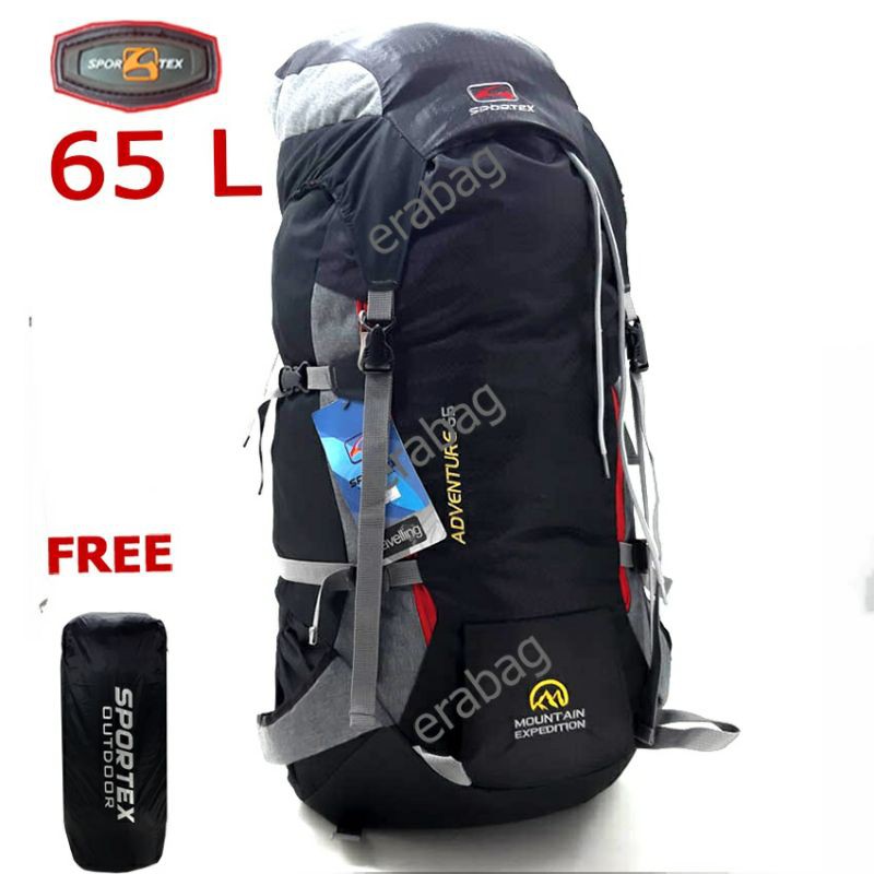 TAS GUNUNG SPORTEX TAS CERRIR TAS HIKING 65L HITAM ABU 0207