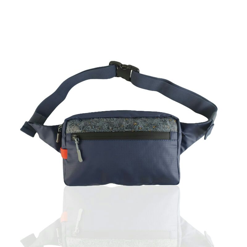 Tas Pinggang Boogie Ostrich-21 Pria 2 Kompartemen Muat Hp Dompet Acsesories Bahan Nylon Bimo Zipper 