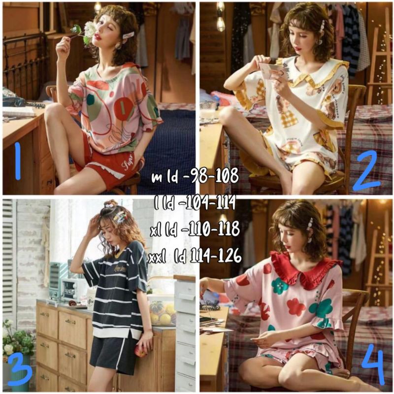 Piyama wanita murah baju tidur import stelan hp C09-D3