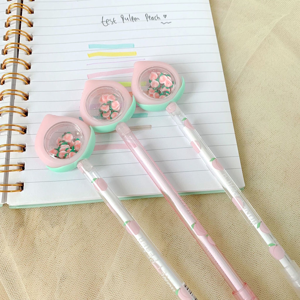Pen Peach Glitter Pulpen Lucu Gelpen Karakter Unik Murah Christmas Natal Pena Souvenir Bolpen Bolpoin-2