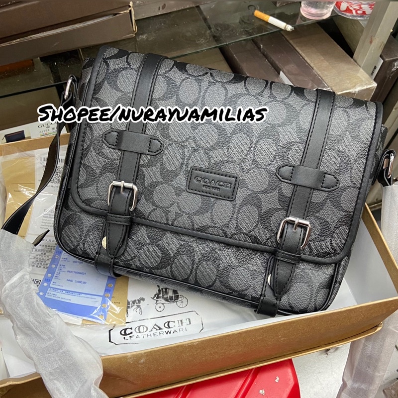 Tas selempang pria Coach free box import mirror tas slempang kantor pria branded