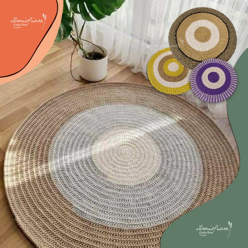 Rug Anyaman Seagrass Karpet Anyaman Rotan 120cm