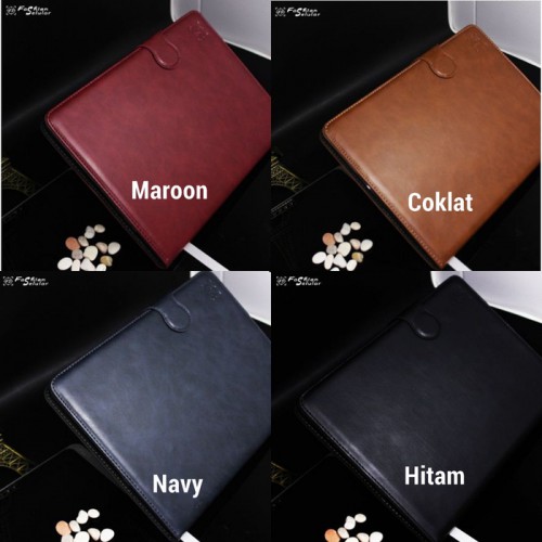 Ipad 2/3/4 Sarung Tablet Kulit FS Leather Case Blue Moon Kancing dan Pinggiran Jahitan Cover