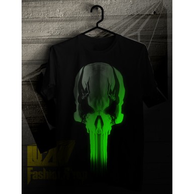 KAOS FAKE PHUNISHER SKULL GLOW FOSFOR TENGKORAK DISTRO LU2K L2K 664
