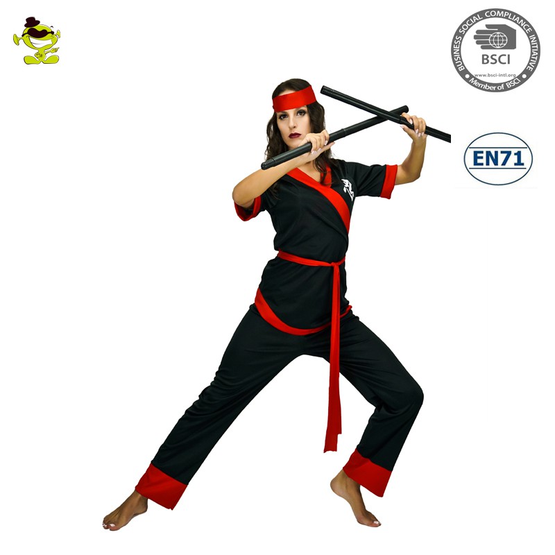 Costume Halloween Kostum Pesta  kostum KAOS DEWASA NINJA HITAM MERAH WANITA/ HALLOWEEN COSTUME NINJA