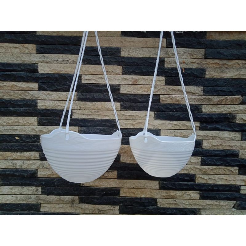 POT BUNGA GANTUNG GENTONG LOVENIA GGS 8857 SIZE L PUTIH - POT GANTUNG TINGGI MURAH GROSIR