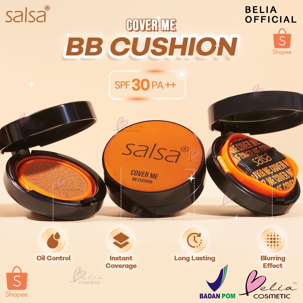 ❤ BELIA ❤ SALSA Cover Me BB Cushion | SPF 30 | Foundation | Make Up | Semi Matte | Coverage | BPOM