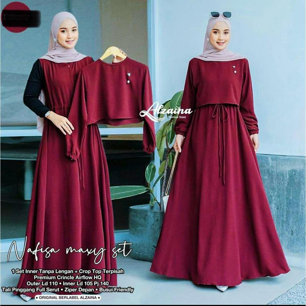 GAMIS SET NAFISA OUTER CROP + INNER SERUT CRINKLE