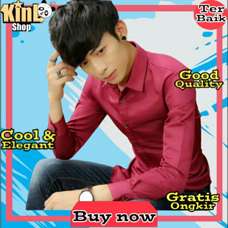 Baju cowo kameja pria kemeja cowok kemeja lengan panjang laki laki kasual keren terbaru COD JK 179