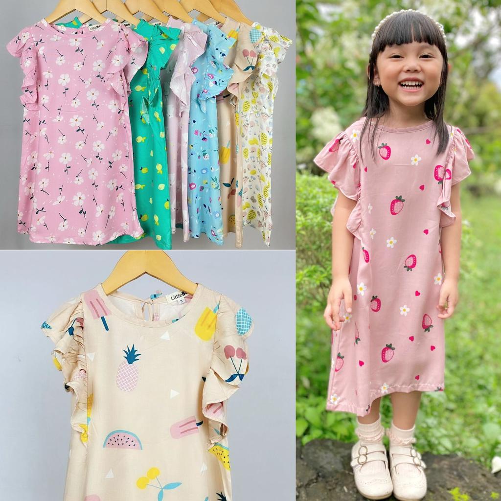 Dress Dora Dress Rayon Anak Little Bee Rayon Motif Size 1,2,3,4,5 Y