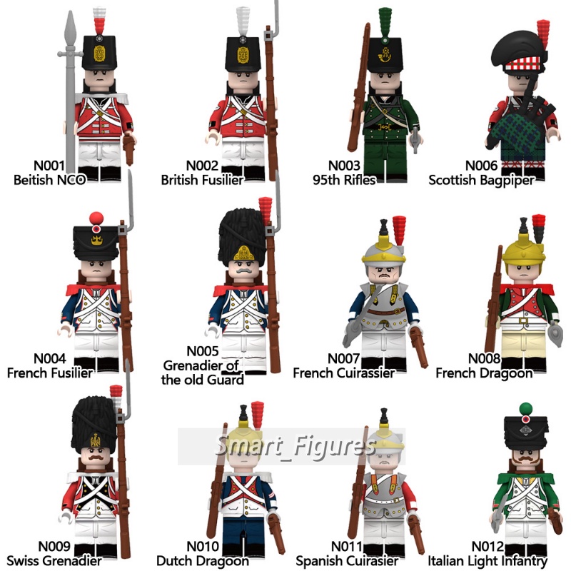 Napoleonic Wars N001-N012 Mainan Action Figure Prancis Swiss Pranciss Spanyol Mini Untuk Hadiah