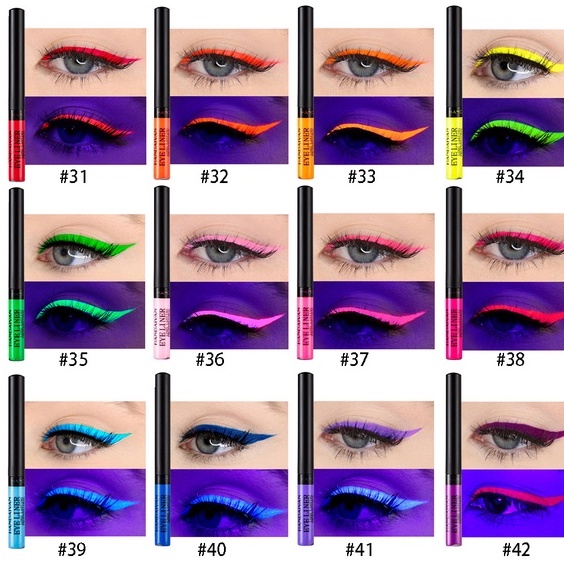 Handaiyan UV Fluorescen Liquid Eyeliner Pencil Glowing  Art Paint Halloween Party Fancy Dress Beauty Makeup Tool 12 Colors