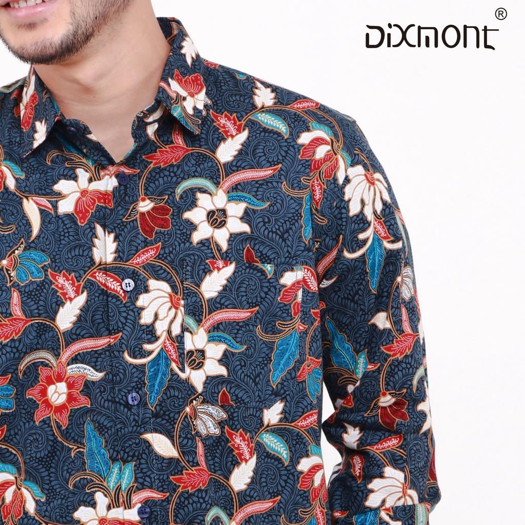 Dixmont Kemeja Batik Pria Basic Formal Lengan Panjang Hem BL02221