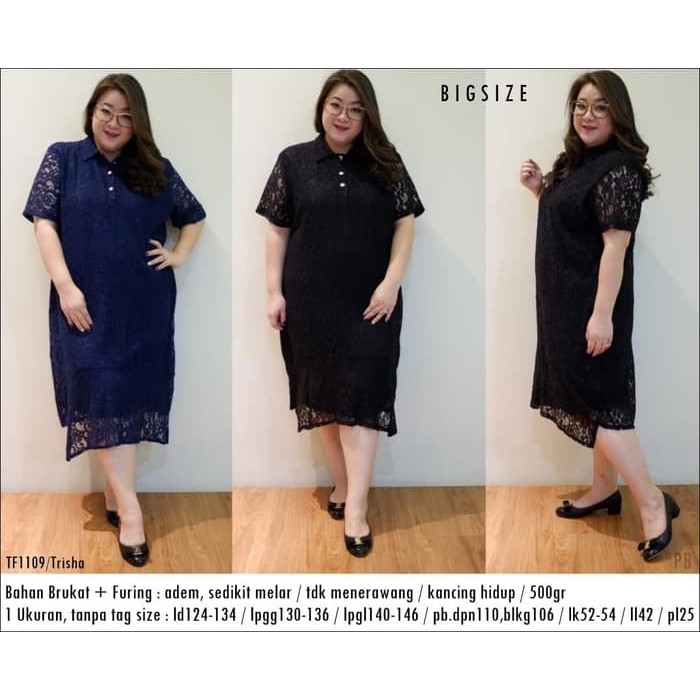 Dress Big Size Kerato Dress Brukat Jumbo Atasan Wanita Brokat Furing FREEongkir