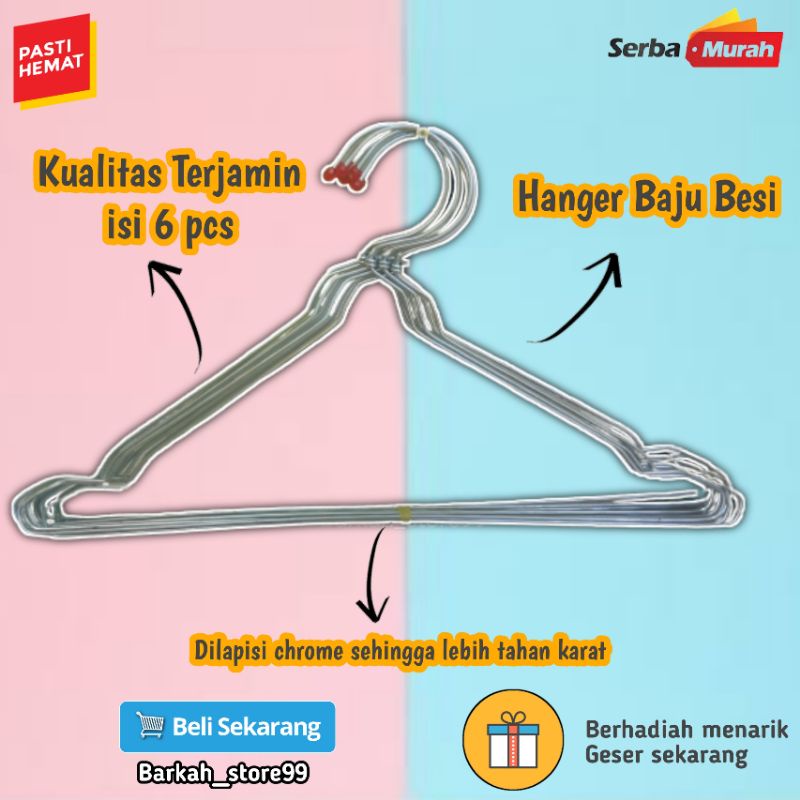 Hanger Anger Henger Hangger Gantungan Tempat Baju Pakaian Jemuran Besi stainless stenlis Tebal Murah