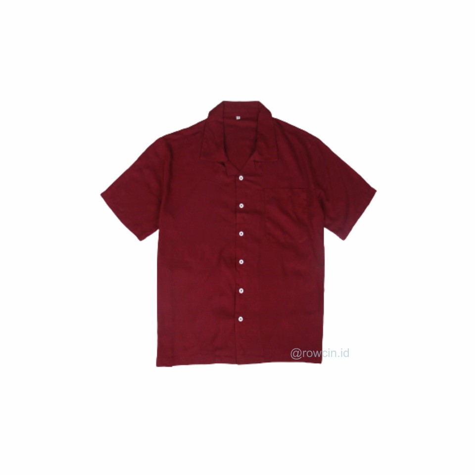 KEMEJA HAWAI POLOS UNISEX KATUN RAYON KEMEJA LENGAN PENDEK-Hawai Maroon