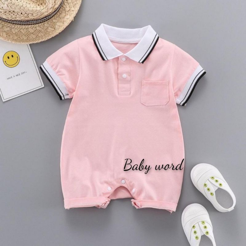ROMPER KERAH New Bahan Catton 100%Adem-Pink