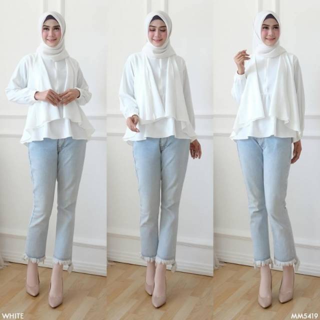 TOP WHITE WINS LAYER FIT TO L Baju Atasan Wanita Sesuai Gambar Original Picture