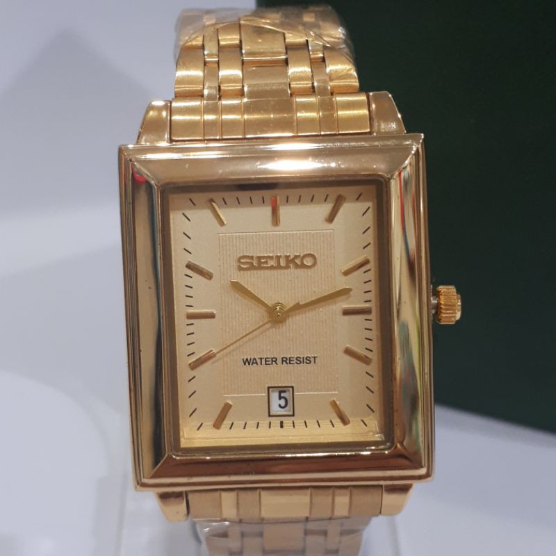 Jam tangan Seiko Kw Super  Tanggal Gold  Rantai Murah Kotak Pria/ Wanita