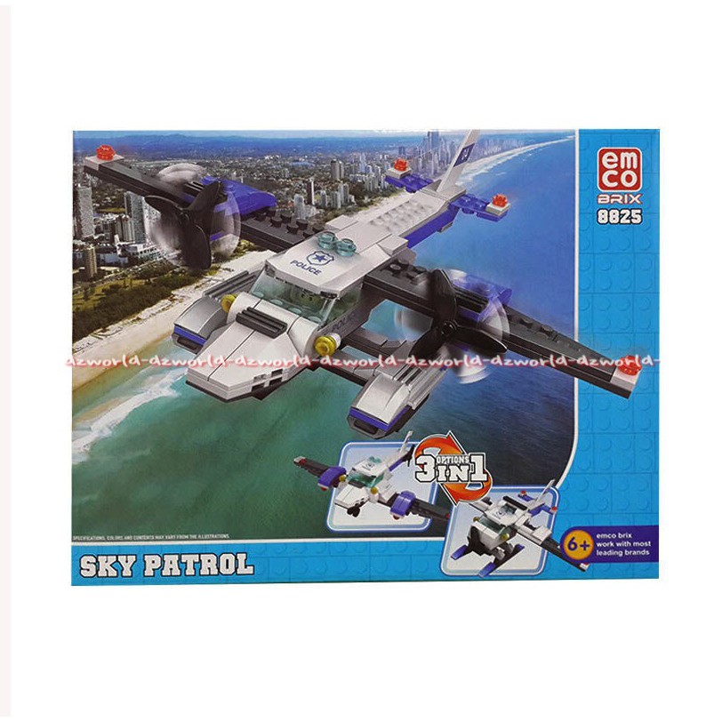 Emco 8825 Sky Patrol Helikopter Polisi Brick Helicopter Mainan Susun Blok