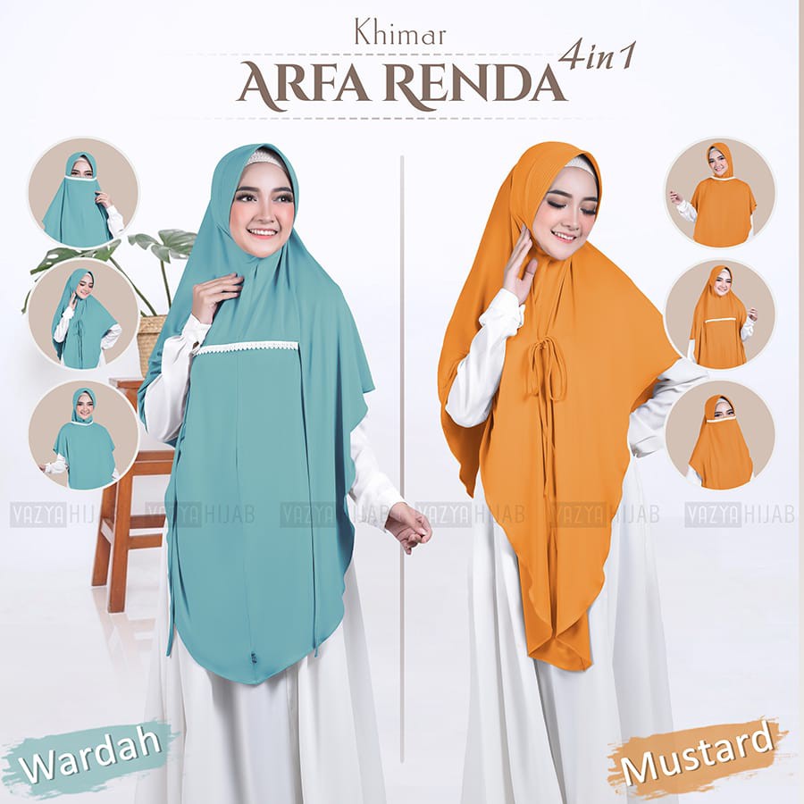 Hijab Khimar Cadar Arfa Renda 4in1