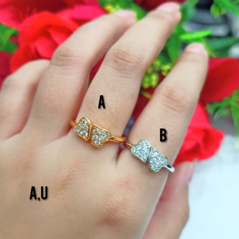 PERHIASAN WANITA CINCIN TITANIUM ANTI KARAT MOTIF PILIHAN LAPIS EMAS 24 K