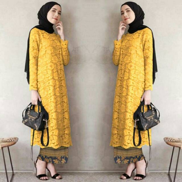 Stelan kebaya brukat Muslimah / Kebaya panjang / Kebaya brokat