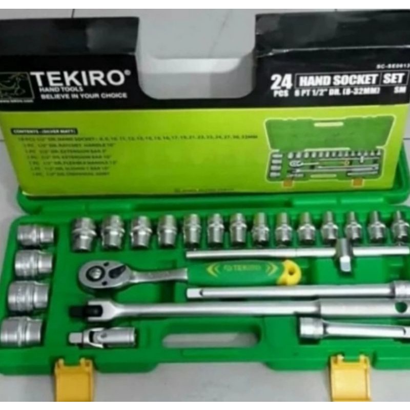 kunci sock set 24 pcs 1/2 inch TEKIRO socket wrench set