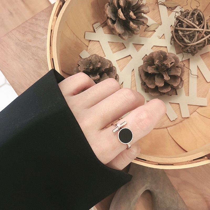 Cincin Titanium Black Square Premium Vintage Fashion