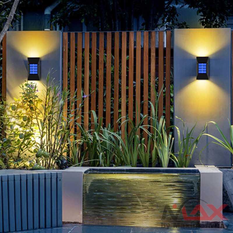 Lampu Pagar Tenaga Surya (harga untuk 2pcs) Hidup Nonstop 10 Jam saat malam lampu tembok Lampu Taman Solar Panel Everso Lampu Solar LED Outdoor Wall Warm White 2 PCS Waterproof - L30 solar light garden solar led light outdoor garden decoration outdoor