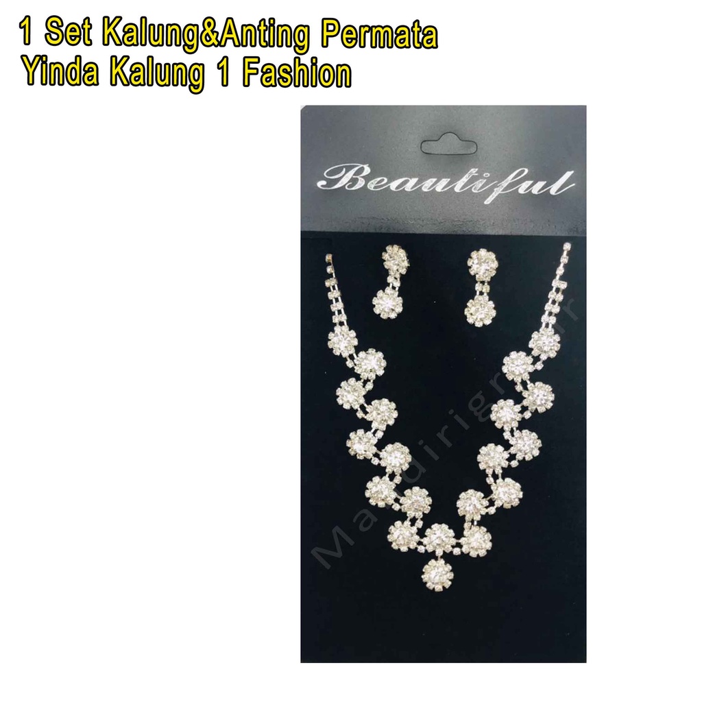 1 Set Kalung&amp;Anting Permata *Yinda Kalung 1 * Kalung Fashion * Aksesoris