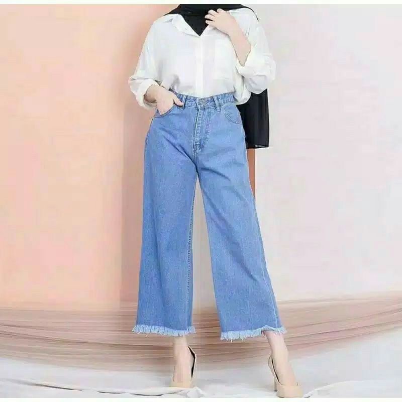 CELANA KULOT JEANS WANITA - Highwaist Kulot Jeans wanita Rawis - KULOT JINS WANITA - KULOT RAWIS