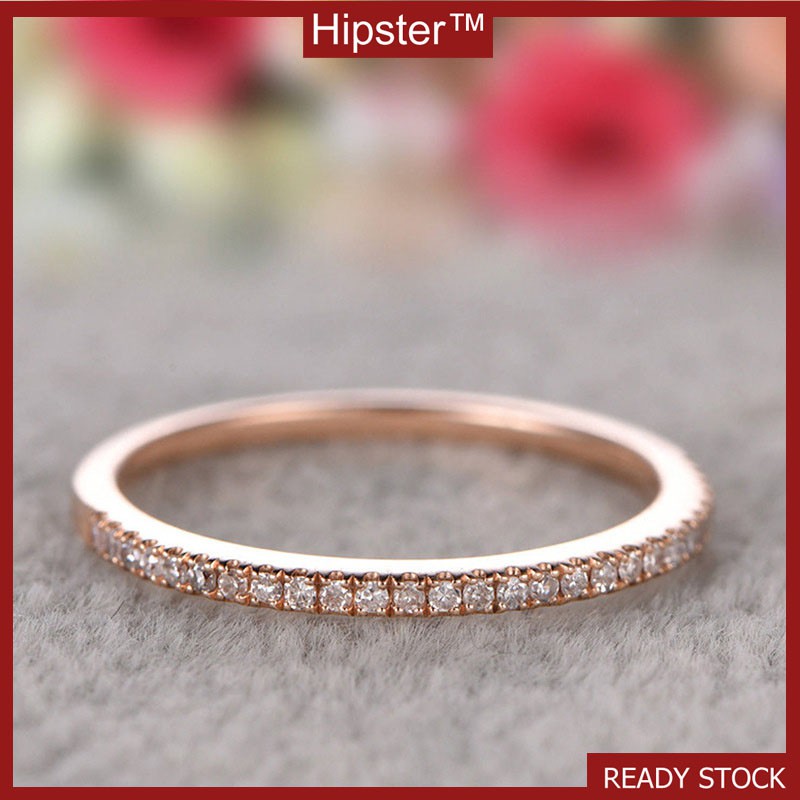 New Hot Sale Simple and Stylish Personality Rose Gold Inlaid Single Row Diamond Ring