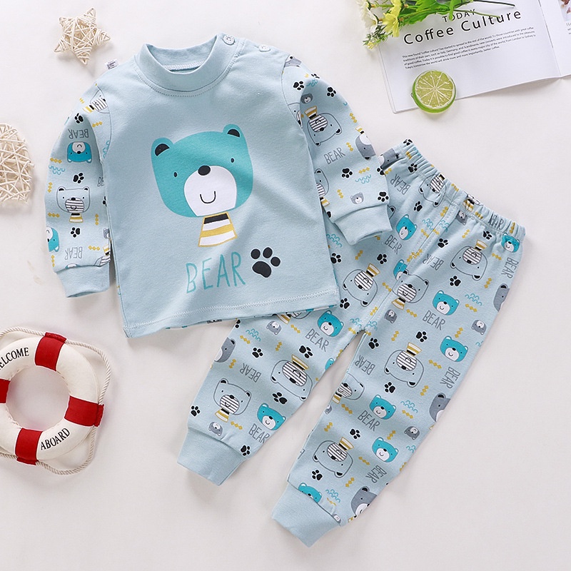 Setelan Piyama Baju Tidur Anak Perempuan Laki Laki Bahan Katun Piama Lengan Panjang 1-5 tahun
