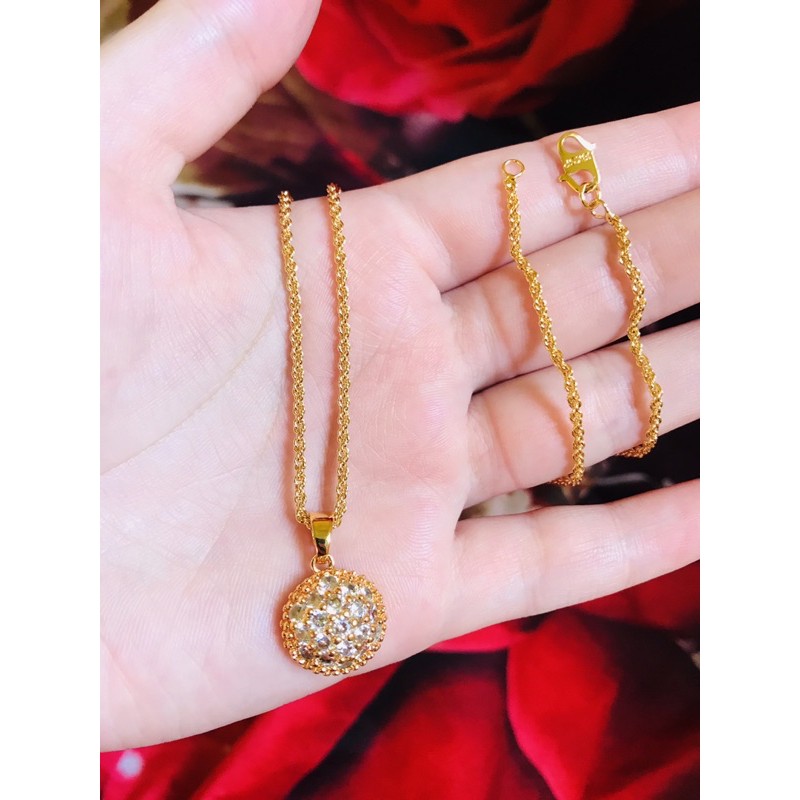 Kalung liontin permata emas lapis 24 k suping