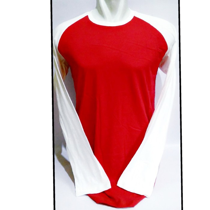 Baju Kaos Polos Raglan Merah Kombinasi Putih Panjang Baju Kaos Polos Raglan Merah Kombinasi Putih Panjang