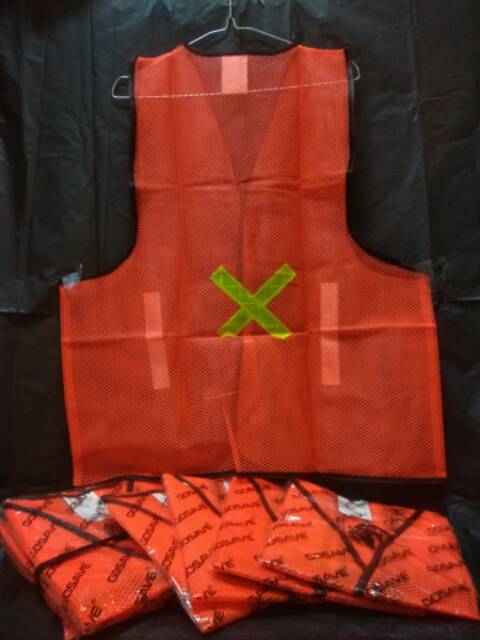 Rompi safety jaring orange - rompi kerja proyek eco scoth x - safety vest