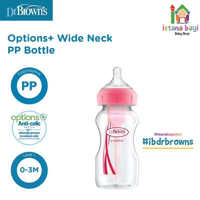 Dr.Brown’s 9oz PP Wide Neck Options+ 270ML - Botol Susu