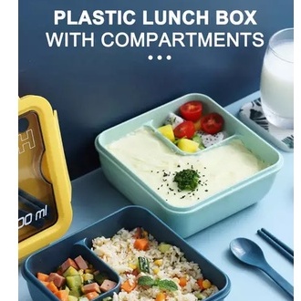 Lunch Box Kotak Bekal Kotak Makan Ompreng Tempat Makan Set Free Sendok Sumpit 1100 ML BPA FREE 0228