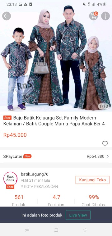 Baju Batik Keluarga Set Family Modern Kekinian / Batik Couple Mama Papa Anak Ber 4 Original Premium